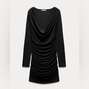 Zara Black Draped Mini Dress